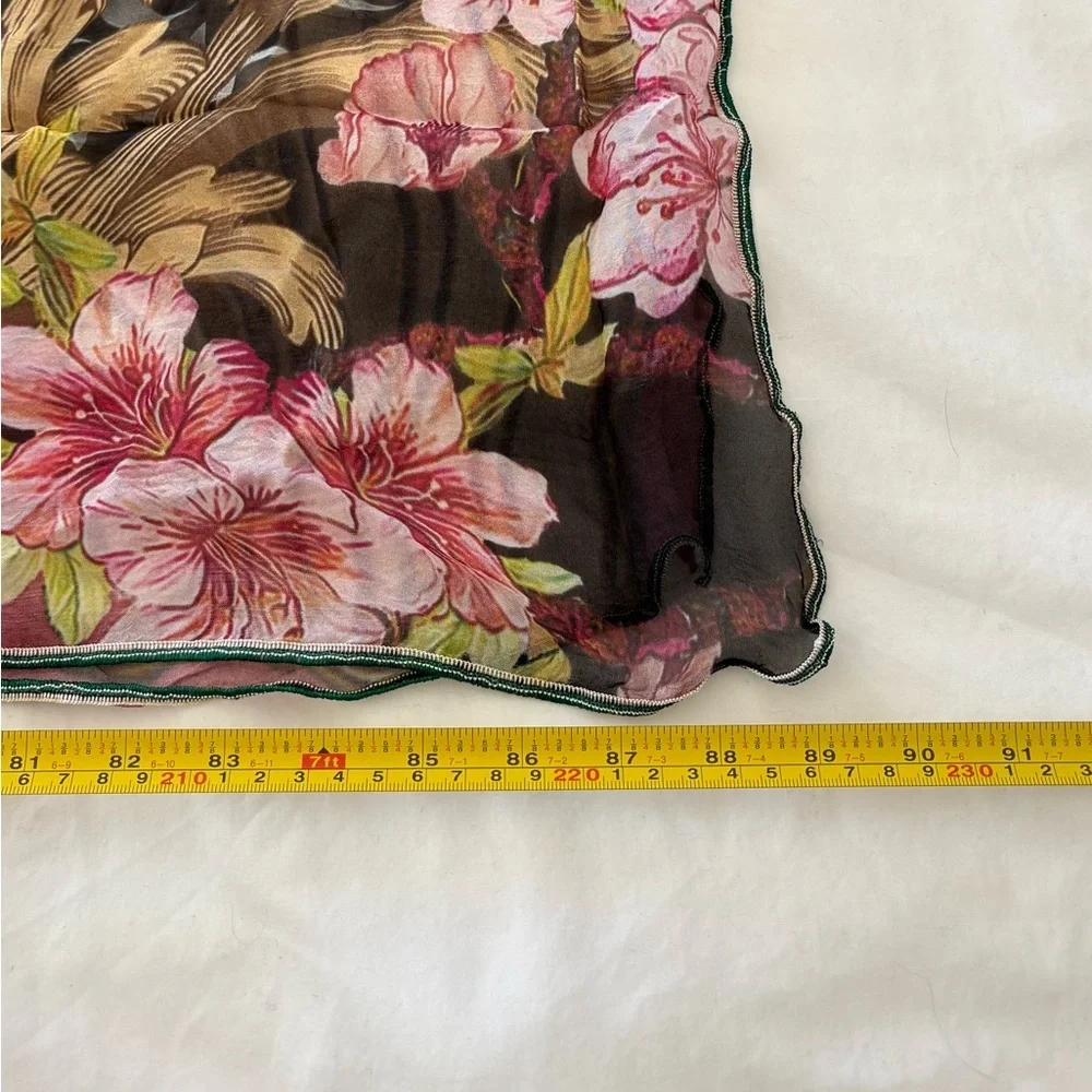 Oversized Baroque Floral & Paisley Scarf | Wrap Dark Romantic Chiffon Shawl - Picture 8 of 9